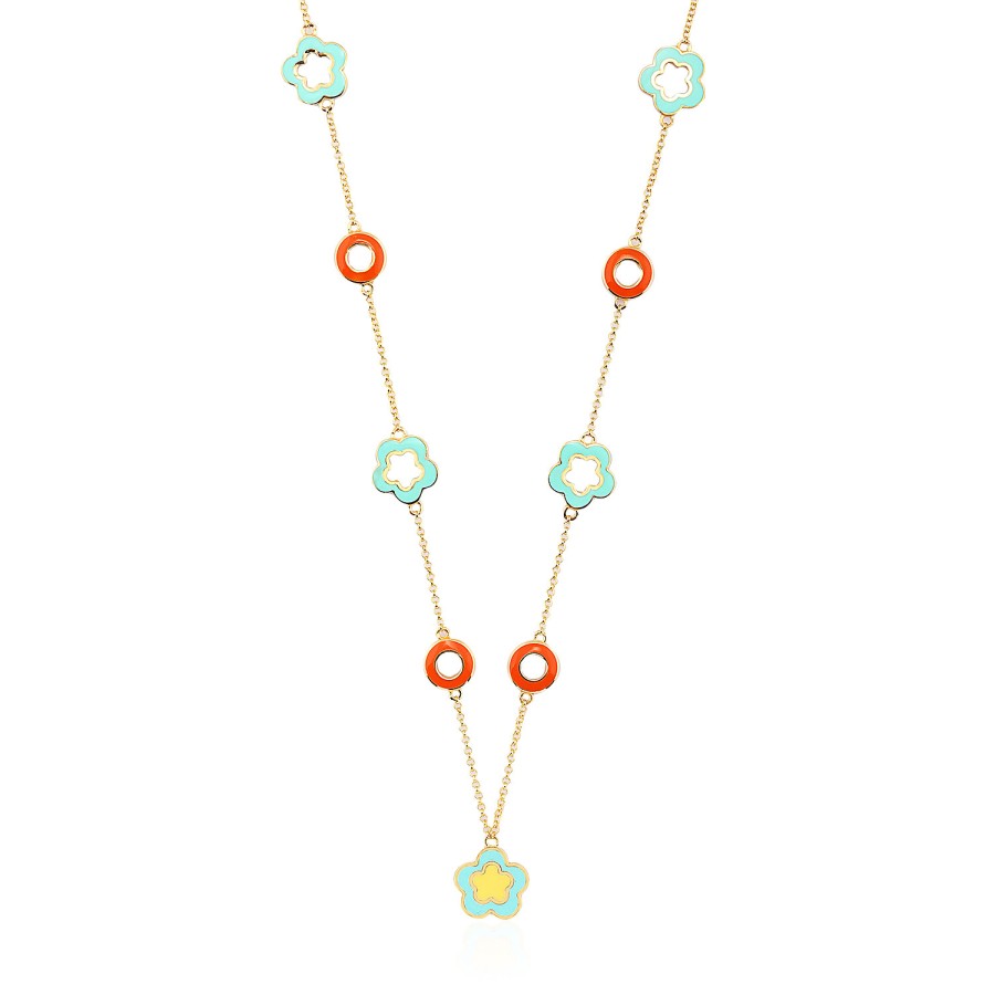 14 Ayar Sarı Altın Tasarım Mineli Kolye