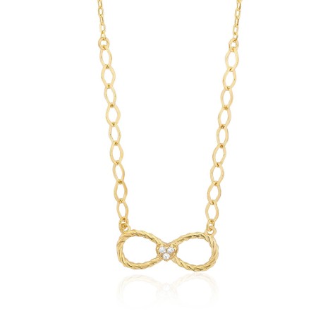 14 Ayar Sarı Altın Sonsuzluk Figürlü Taşlı Kolye