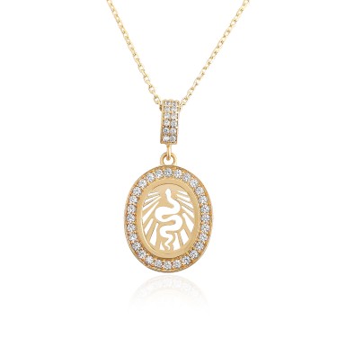 14 Ayar Sarı Altın Tasarım Taşlı Kolye