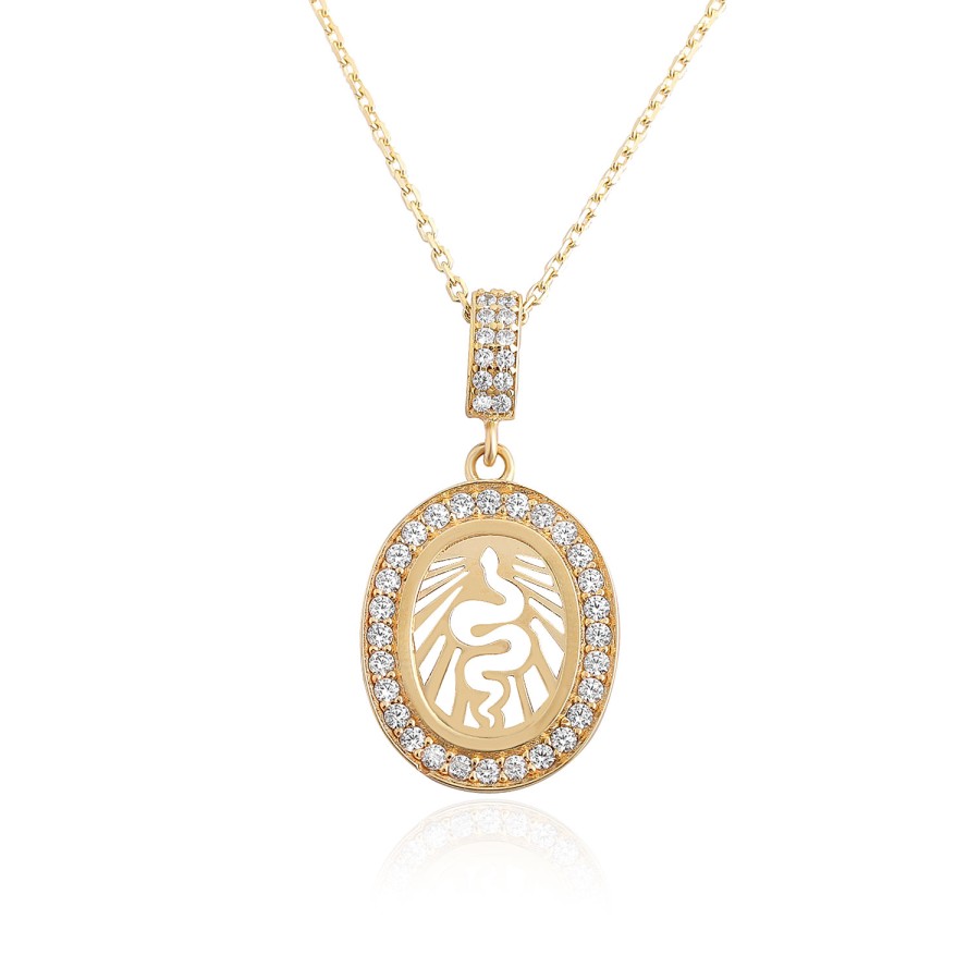 14 Ayar Sarı Altın Tasarım Taşlı Kolye