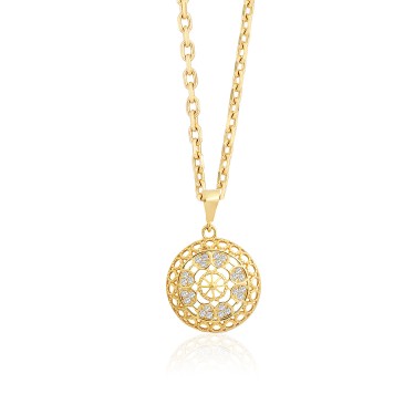 14 Ayar Sarı Altın Şık Taşlı Kolye