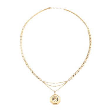 14 Ayar Sarı Altın Taşlı Kolye