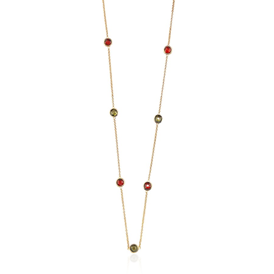 14 Ayar Sarı Altın Renkli Taşlı Tasarım Kolye