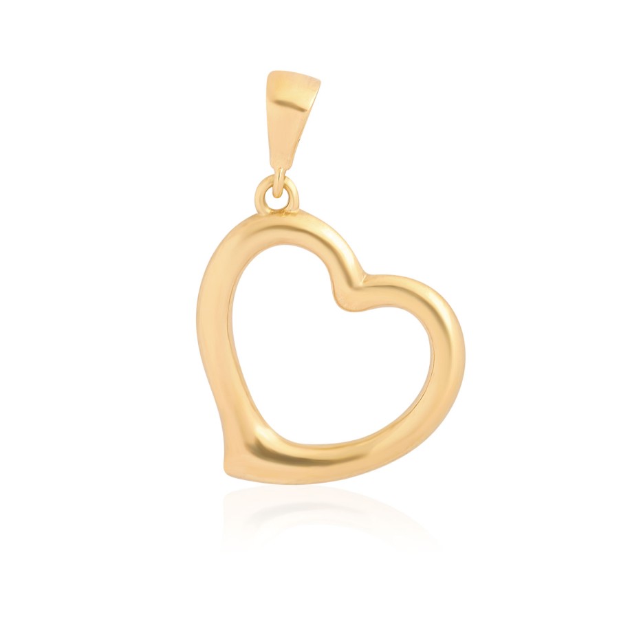 14 Ayar Sarı Altın Kalp Figürlü Taşsız Kolye Ucu