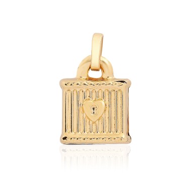 14 Ayar Sarı Altın Kilit Figürlü Taşsız Kolye Ucu