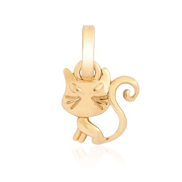 14 Ayar Sarı Altın Kedi Figürlü Taşsız Kolye Ucu
