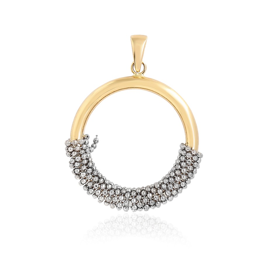 14 Ayar Sarı Altın Beyaz Sarı Altın Taşsız Kolye Ucu