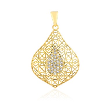 14 Ayar Sarı Altın Taşlı Özel Tasarım Kolye Ucu