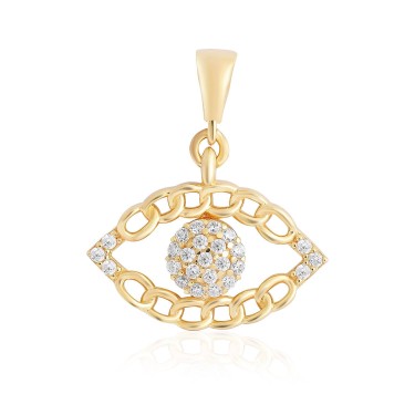 14 Ayar Sarı Altın Göz Figürlü Taşlı Kolye Ucu