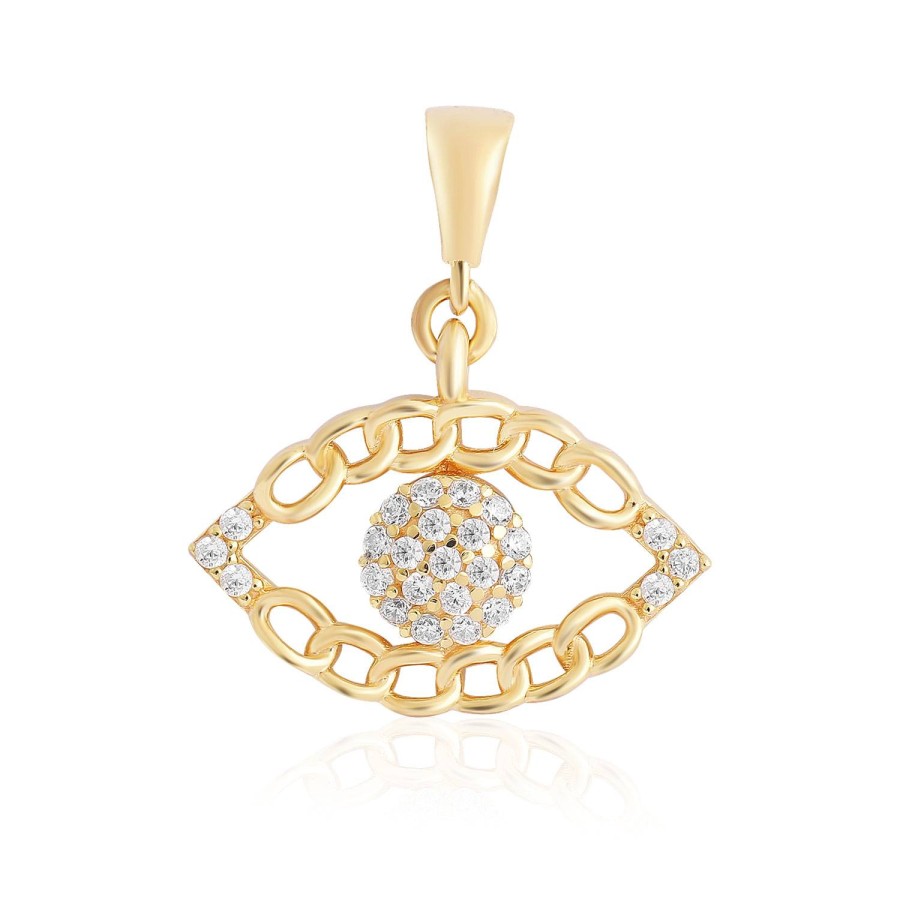 14 Ayar Sarı Altın Göz Figürlü Taşlı Kolye Ucu