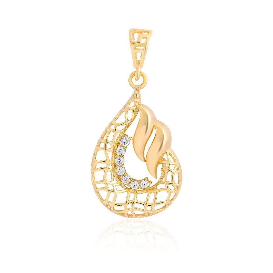 14 Ayar Sarı Altın Sade Taş Detaylı Kolye Ucu