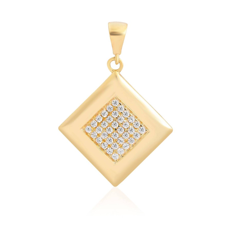 14 Ayar Sarı Altın Üçgen Tasarım Taşlı Kolye Ucu