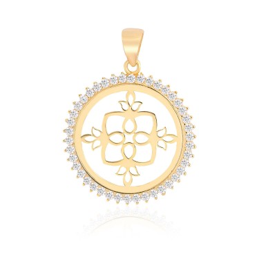 14 Ayar Sarı Altın Sade Taş Detaylı Kolye Ucu