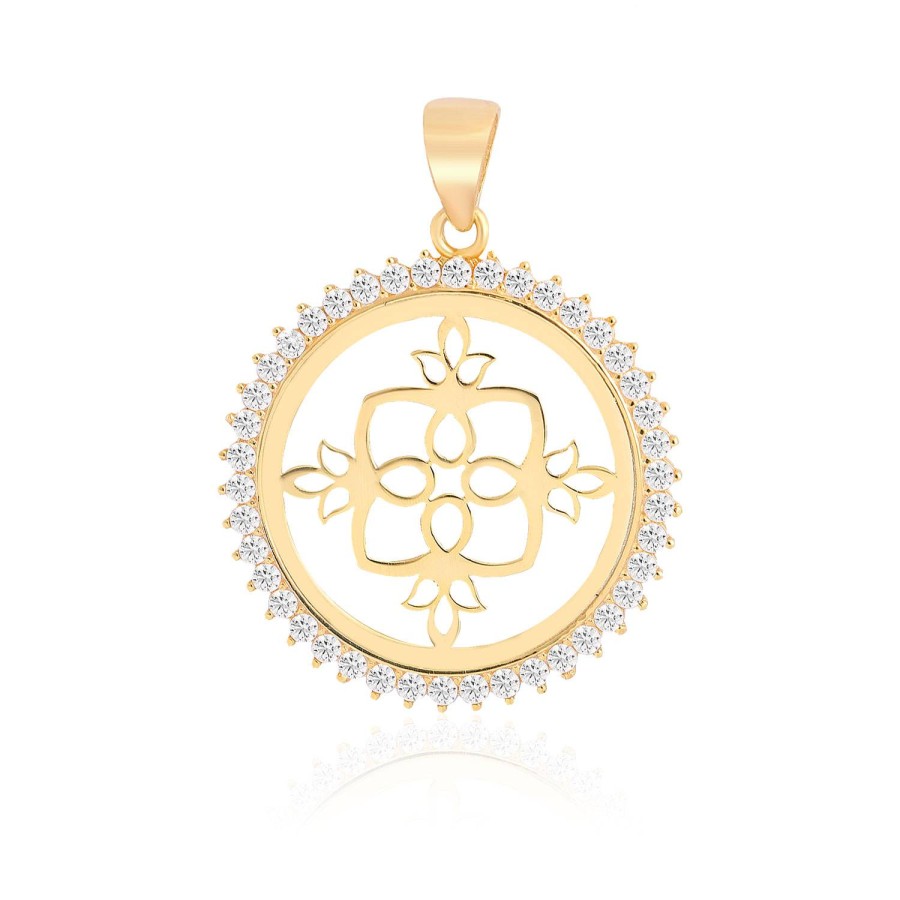 14 Ayar Sarı Altın Sade Taş Detaylı Kolye Ucu