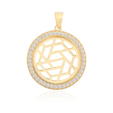 14 Ayar Sarı Altın Modern Tasarım Taşlı Kolye Ucu