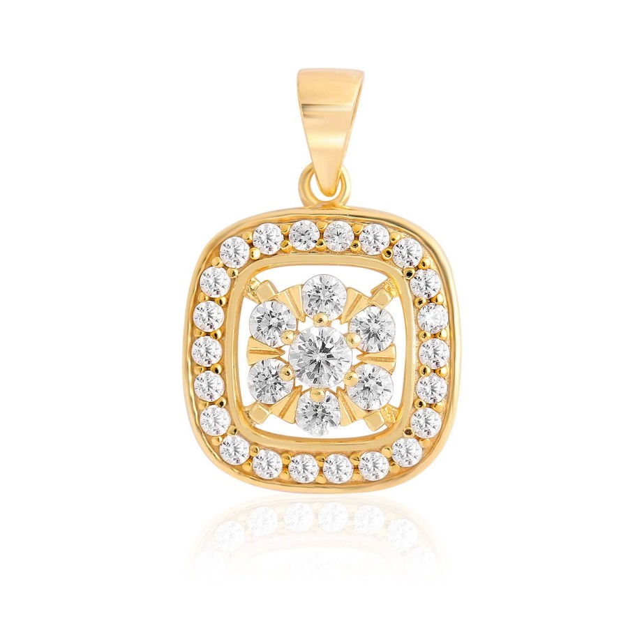 14 Ayar Sarı Altın Zarif Taş Detaylı Kolye Ucu