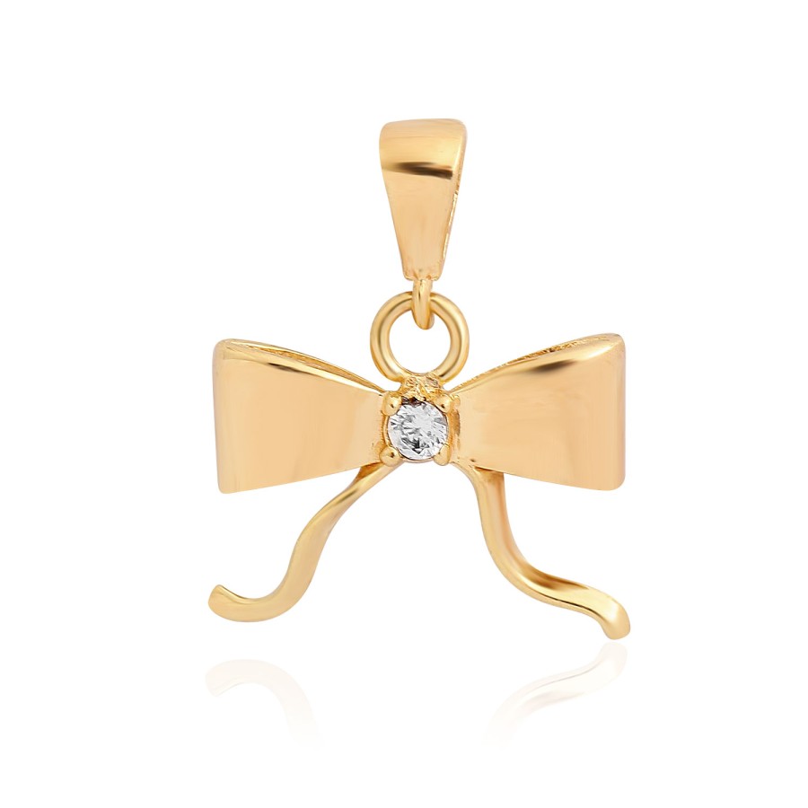 14 Ayar Sarı Altın Kurdele Figürlü Taşlı Kolye Ucu