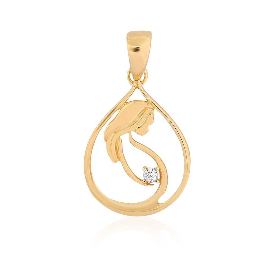 14 Ayar Sarı Altın Taşlı Kolye Ucu