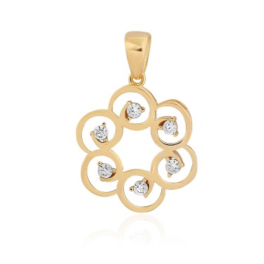 14 Ayar Sarı Altın Çiçek Figürlü Taşlı Kolye Ucu