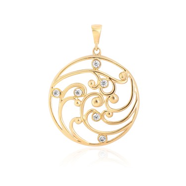 14 Ayar Sarı Altın Taşlı Kolye Ucu