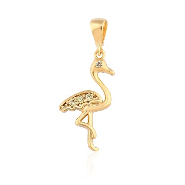 14 Ayar Sarı Altın Kuğu Figürlü Taşlı Kolye Ucu