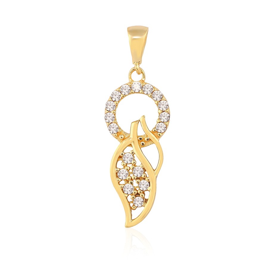 14 Ayar Sarı Altın Tasarım Taşlı Kolye Ucu