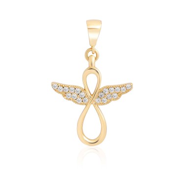 14 Ayar Sarı Altın Melek Tasarımlı Taşlı Kolye Ucu
