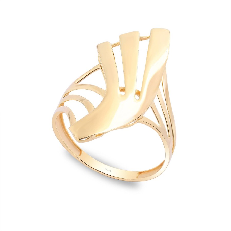 14 Ayar Sarı Altın Minimal Tasarım Taşsız Yüzük