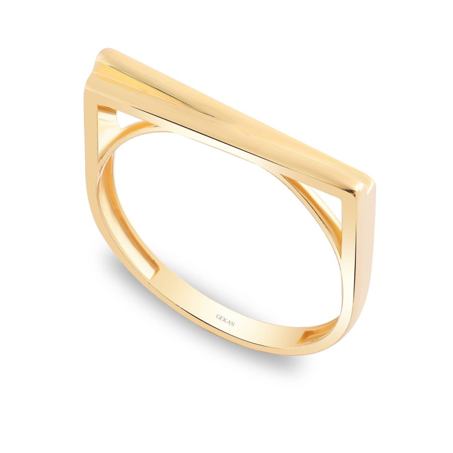 14 Ayar Sarı Altın Düz Köşeli Yüzük