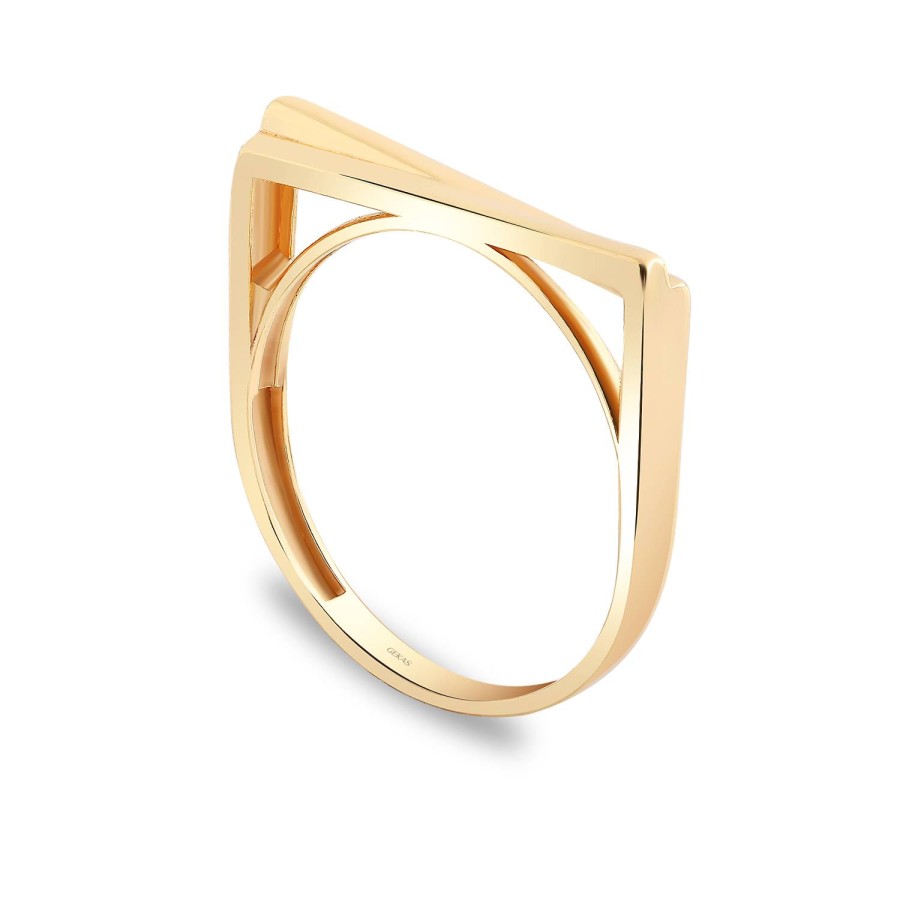 14 Ayar Sarı Altın Düz Köşeli Yüzük