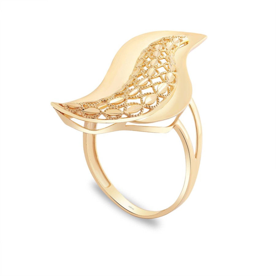 14 Ayar Sarı Altın Tasarım Yüzük