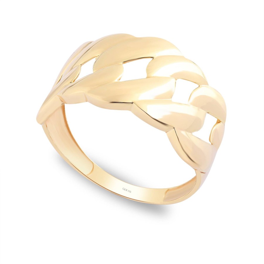 14 Ayar Sarı Altın Halka Zincir Yüzük