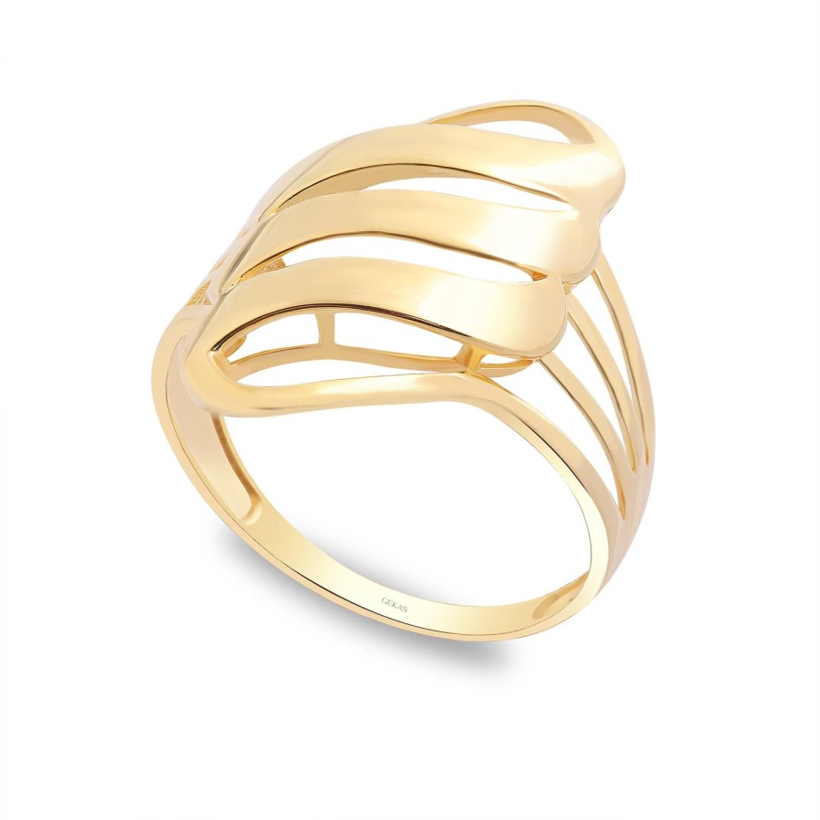 14 Ayar Sarı Altın Modern Tasarım Taşsız Yüzük