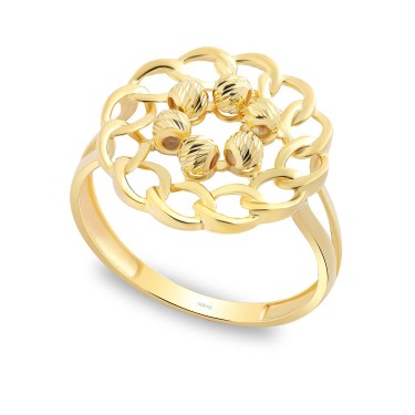 14 Ayar Sarı Altın Dorika Toplu Taşsız Yüzük