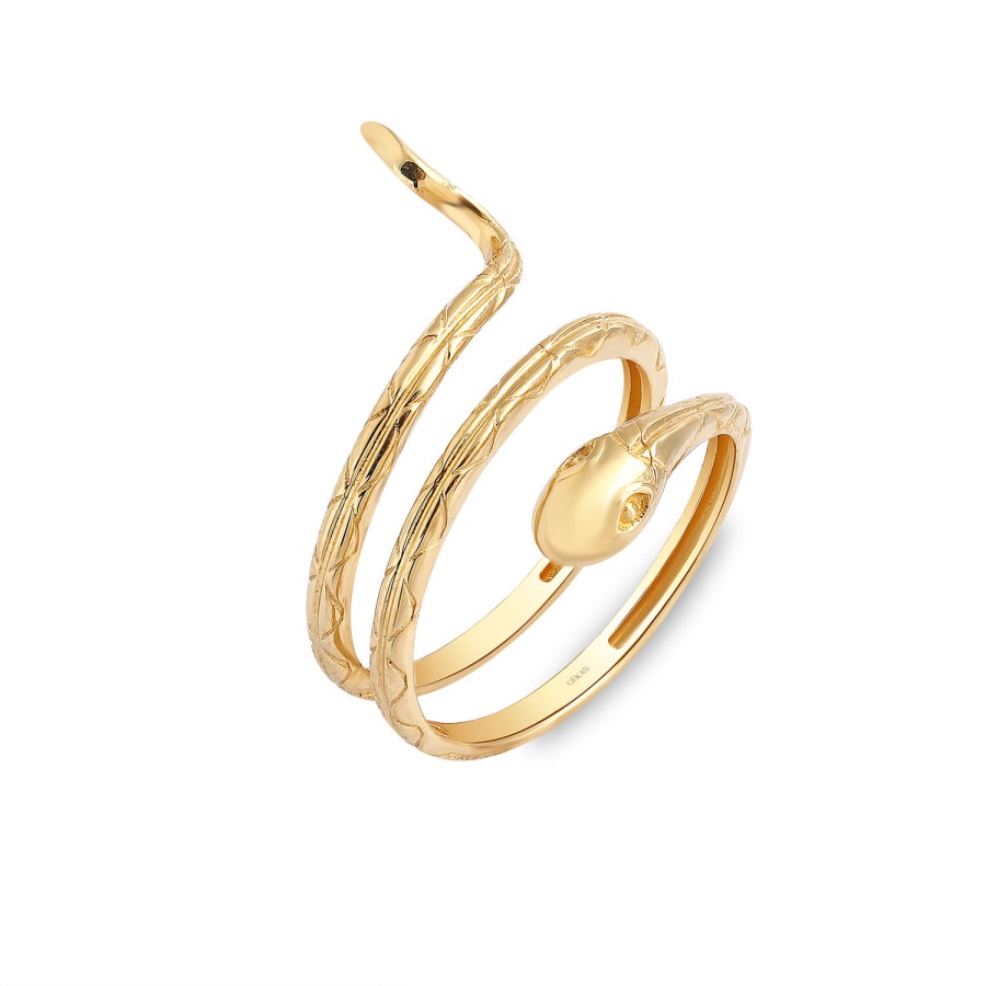 14 Ayar Sarı Altın Yılan Figürlü Yüzük