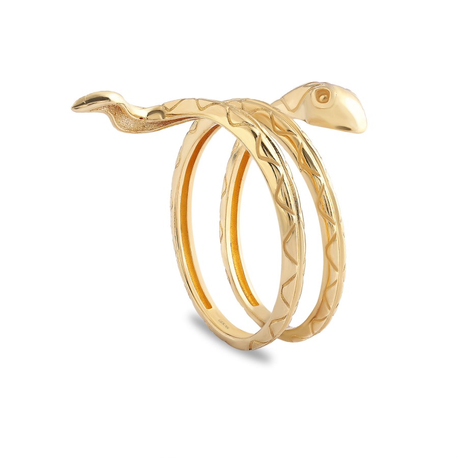 14 Ayar Sarı Altın Yılan Figürlü Yüzük