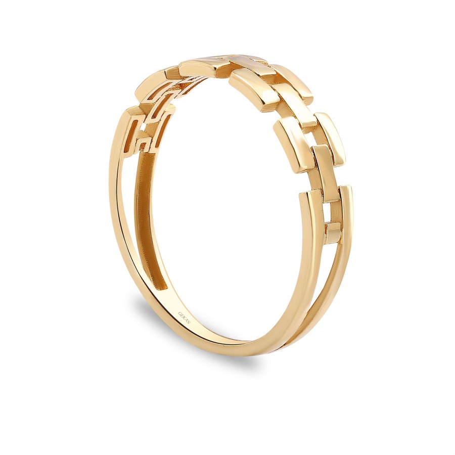 14 Ayar Sarı Altın Modern Tasarım Yüzük