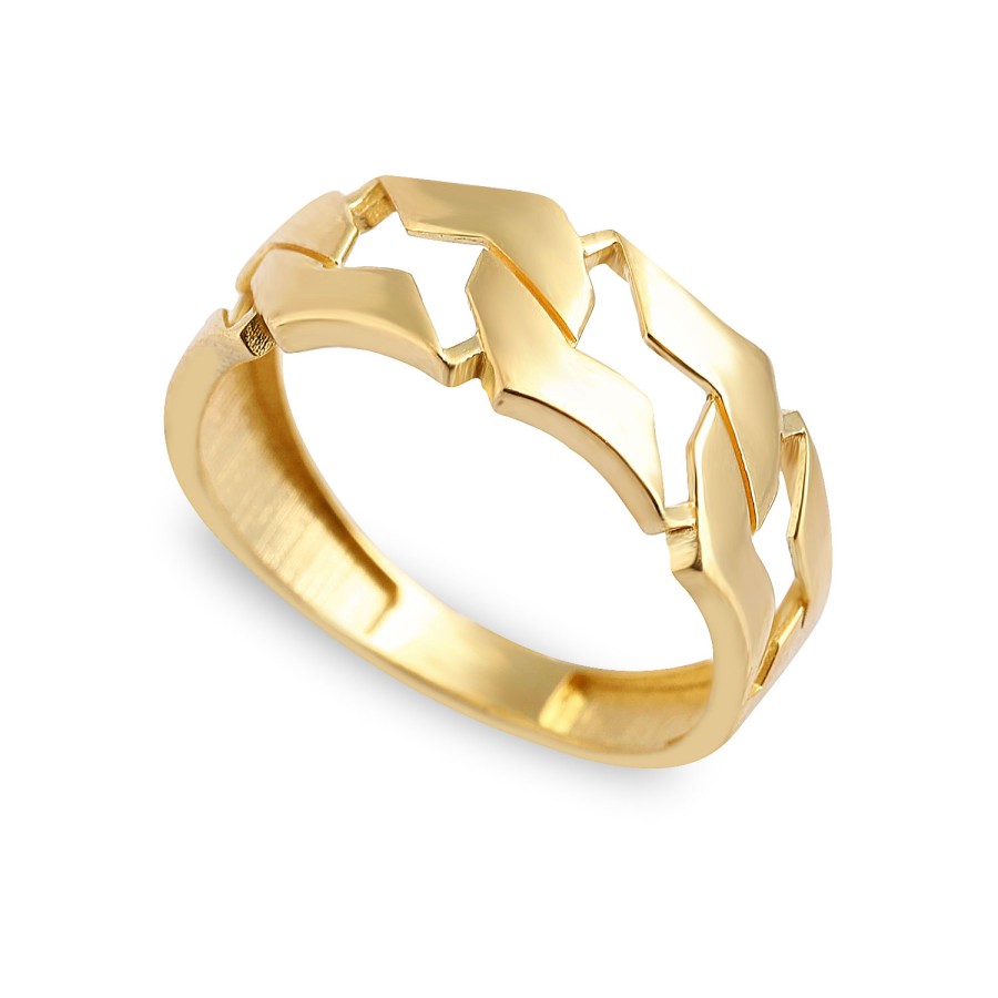 14 Ayar Sarı Altın Zincir Taşsız Yüzük