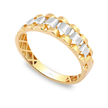 14 Ayar Beyaz Sarı Altın Sade Taşsız Modern Yüzük