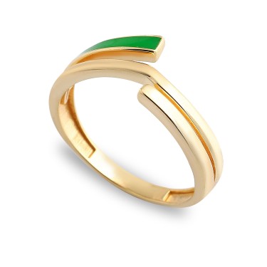 14 Ayar Sarı Altın Modern Tasarımlı Mineli Taşsız Yüzük