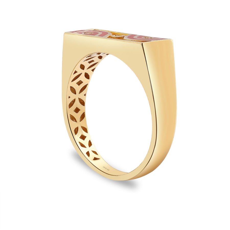 14 Ayar Sarı Altın Kırmızı Mineli Yüzük