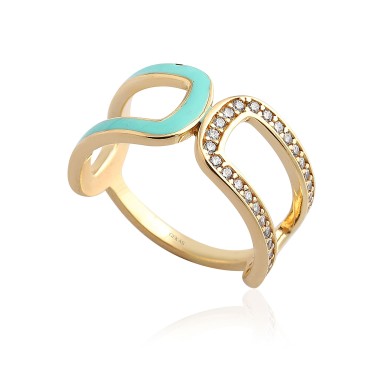 14 Ayar Sarı Altın Mor Mineli Ve Taşlı Yüzük