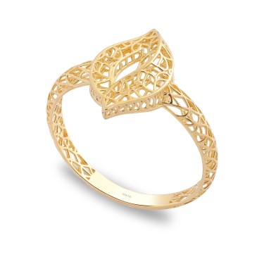 14 Ayar Sarı Altın Desenli Taşsız Yüzük