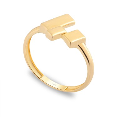 14 Ayar Sarı Altın Minimal Tasarım Taşsız Yüzük