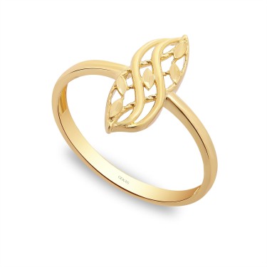 14 Ayar Sarı Altın Yaprak Figürlü Zarif Yüzük