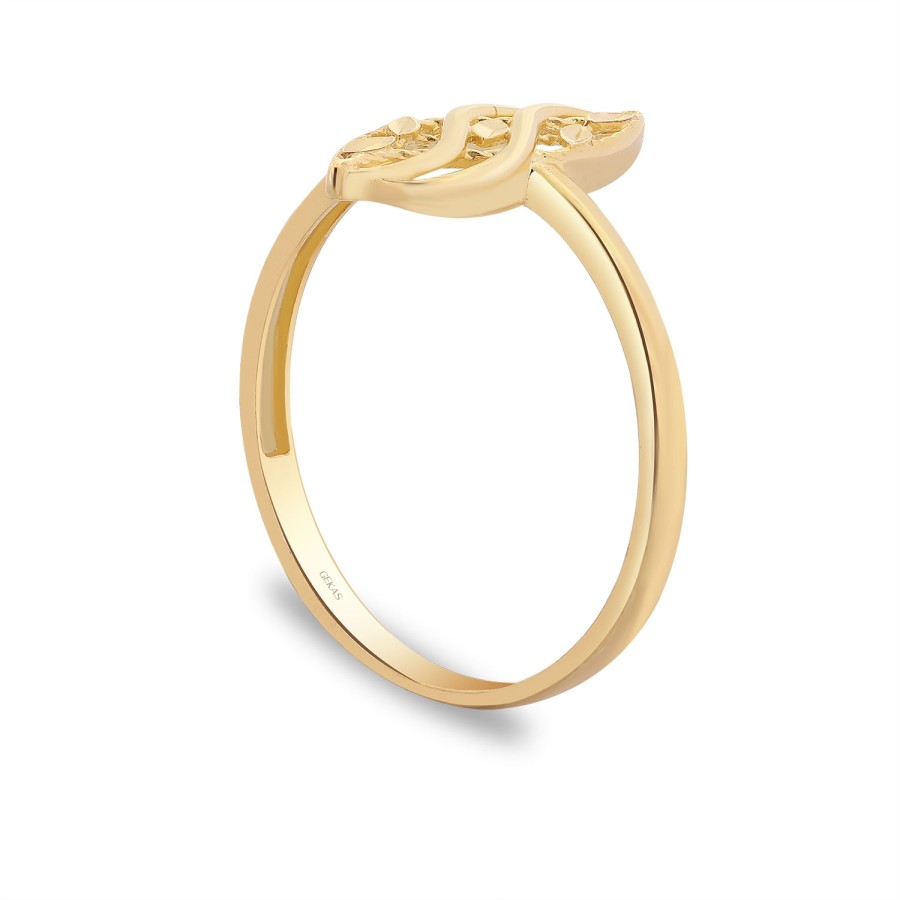 14 Ayar Sarı Altın Yaprak Figürlü Zarif Yüzük