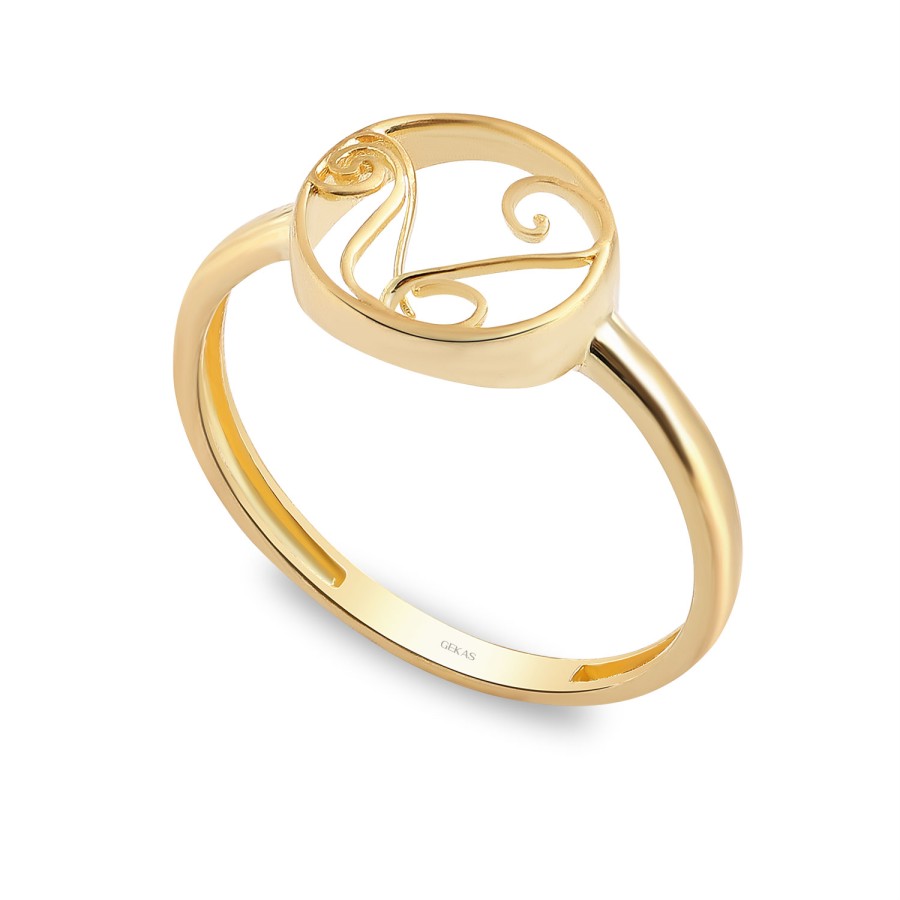 14 Ayar Sarı Altın Figürlü Minimal Yüzük