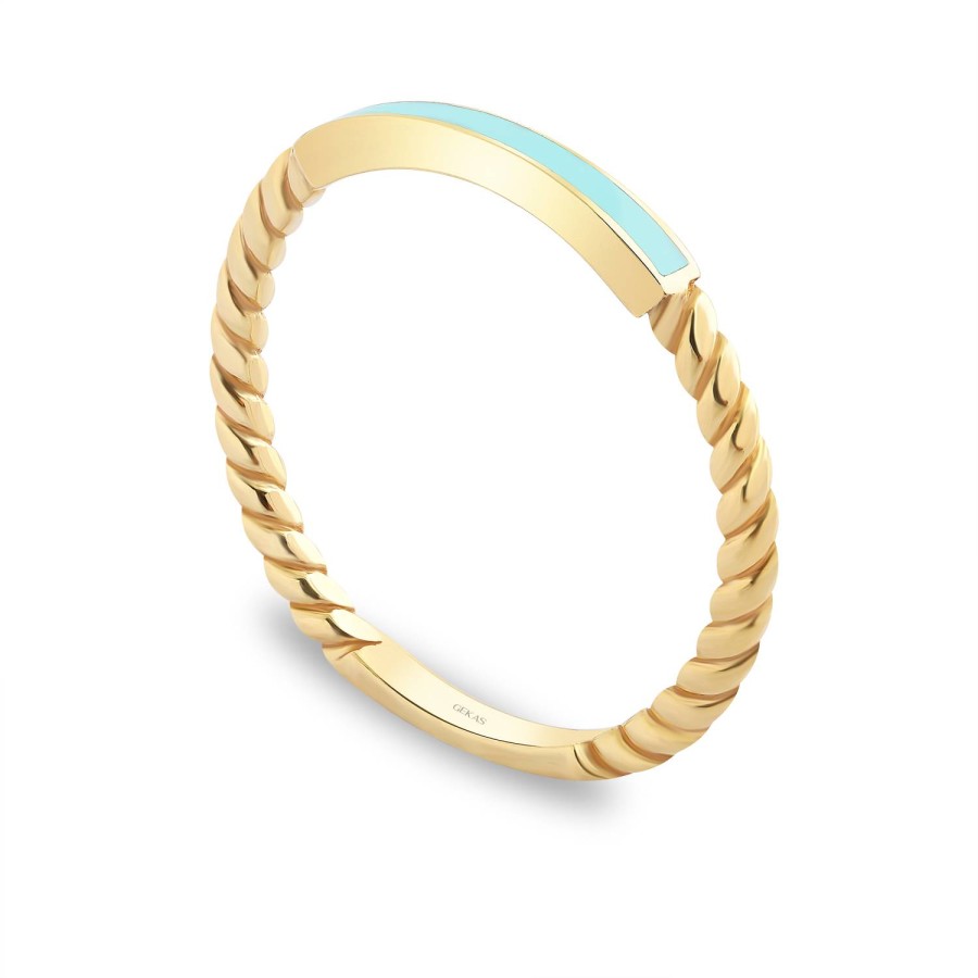 14 Ayar Sarı Altın Turkuaz Mineli Tasarım Yüzük