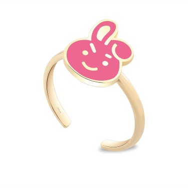 14 Ayar Sarı Altın Tavşan Figürlü Mineli Çocuk Yüzük