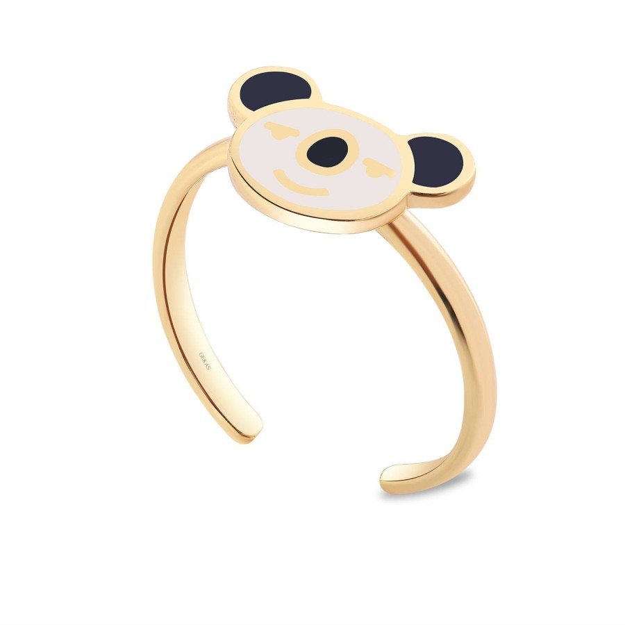 14 Ayar Sarı Altın Ayı Figürlü Mineli Çocuk Yüzük
